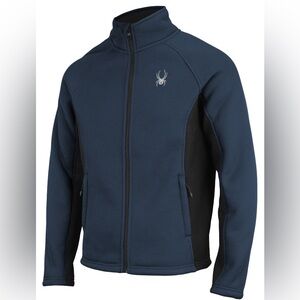 Spyder Men's Navy and Black Jacket Sweater Sherpa Lined Full Zip